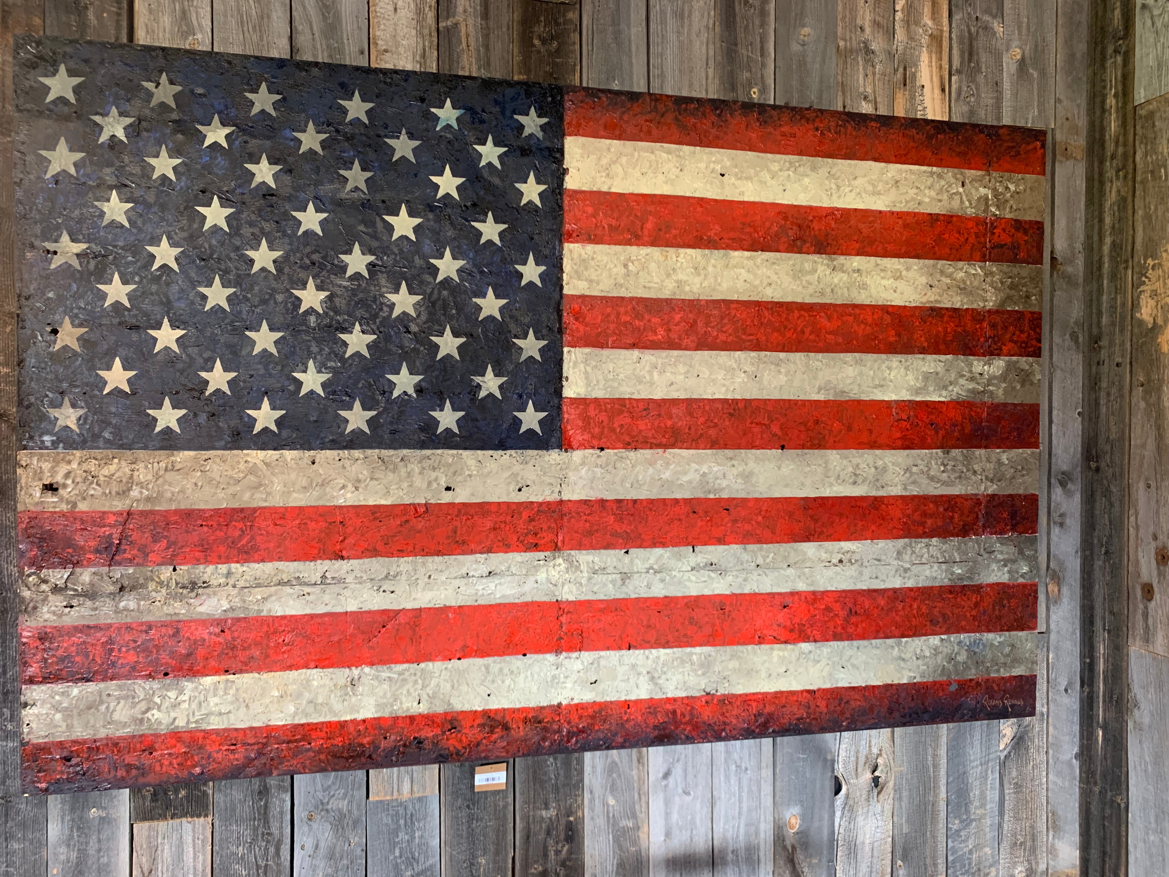 American Flag Reclaimed Metal Art