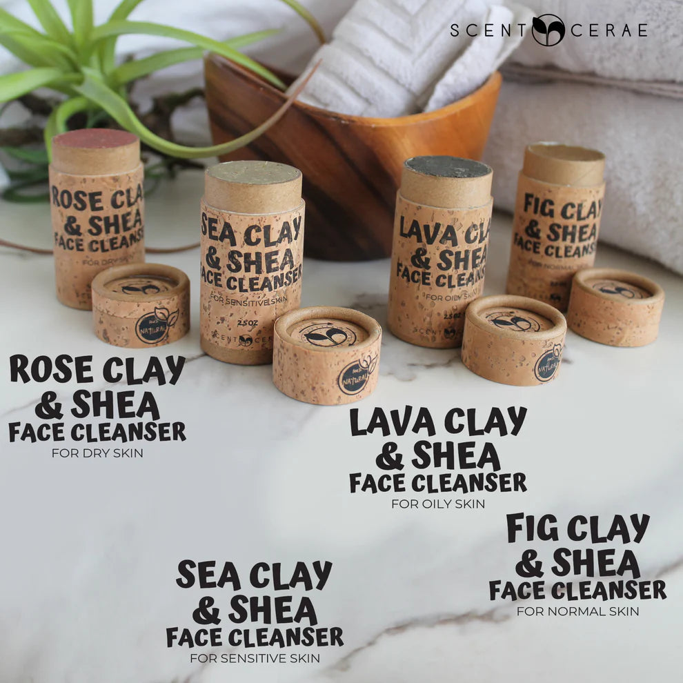 Clay & Shea Travel Face Cleanser Sticks – 4-Pack Mini Push-Ups