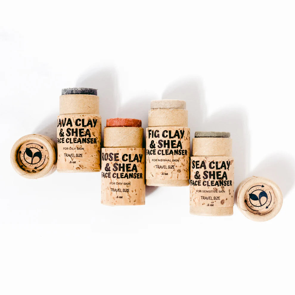Clay & Shea Travel Face Cleanser Sticks – 4-Pack Mini Push-Ups