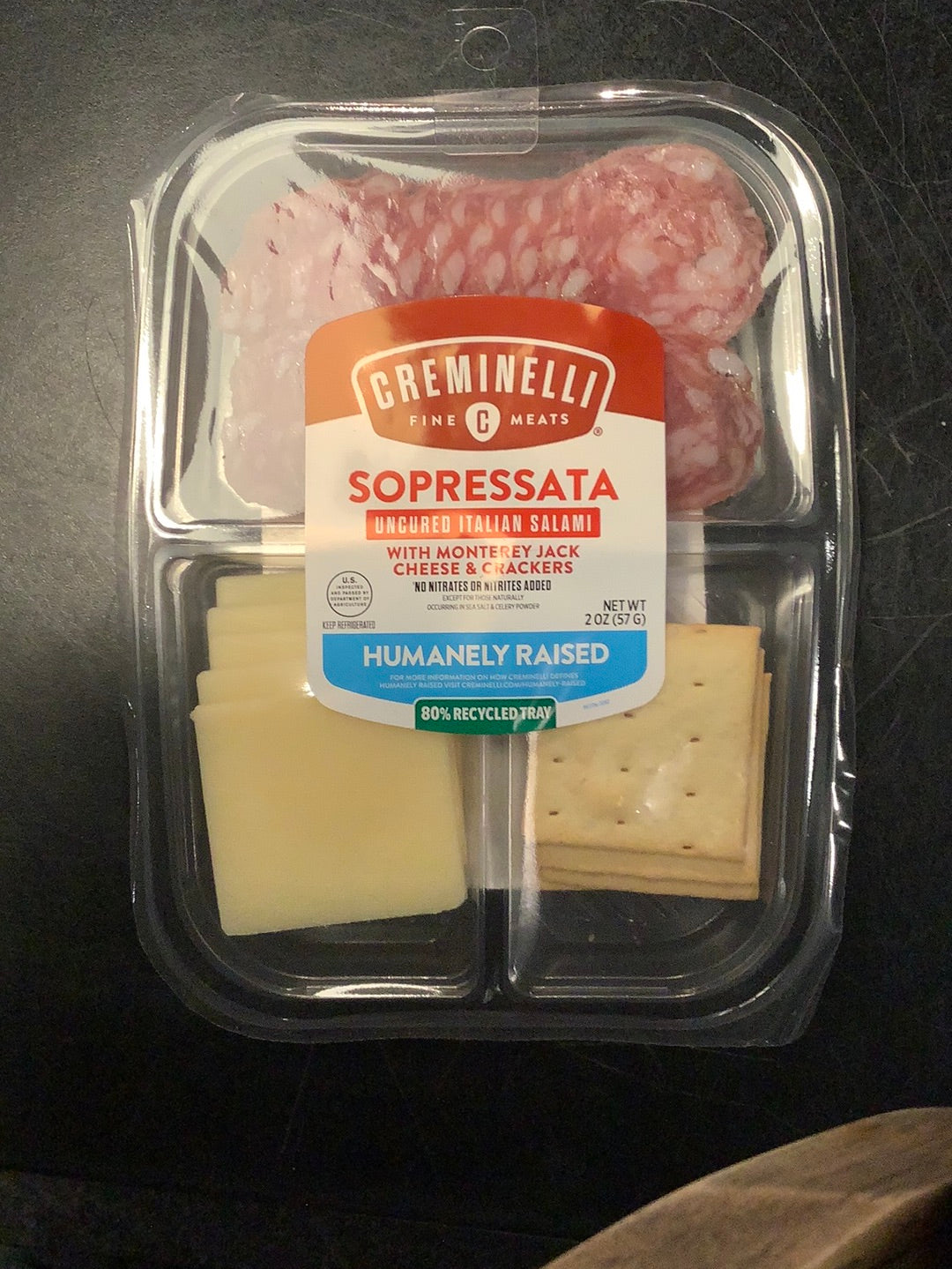 Creminelli Sopressata w/ Monterey Jack cheese and Crackers